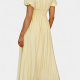 Mélia Φόρεμα Maxi με Λαιμόκοψη V και Φουσκωτά Μανίκια