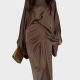 Maddy | Μάξι Σατέν Φόρεμα με Μανίκια Νυχτερίδα