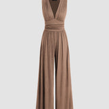 CHARITY – Κομψή ολόσωμη φόρμα χωρίς μανίκια με φαρδύ παντελόνι