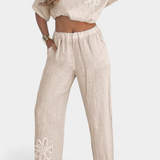 Natalia Χαλαρό Σετ από Κεντημένο Λινό με Άνετη Σιλουέτα