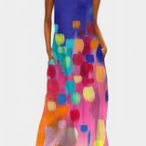 Enna Πολύχρωμο Αμάνικο Φόρεμα με Λαιμόκοψη V