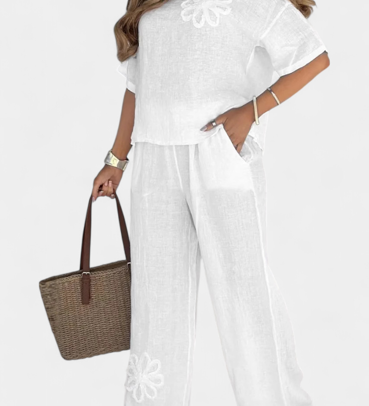 Natalia Χαλαρό Σετ από Κεντημένο Λινό με Άνετη Σιλουέτα