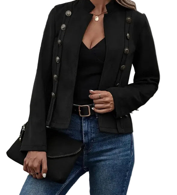 Daniela - Ρετρό Καστόρινο Σακάκι με Διπλή Σειρά Κουμπιών (Retro Suede Double-Breasted Jacket)