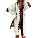 Aveline - Πλεκτή Ζακέτα με Διάτρητη Πλέξη και Κουκούλα (Hollow-Knit Hooded Long Cardigan)