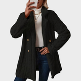 Nimfia | Διπλό Μπροστινό Παλτό από Μίγμα Μαλλιού με Μέτριο Μήκος