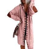 Aveline - Πλεκτή Ζακέτα με Διάτρητη Πλέξη και Κουκούλα (Hollow-Knit Hooded Long Cardigan)