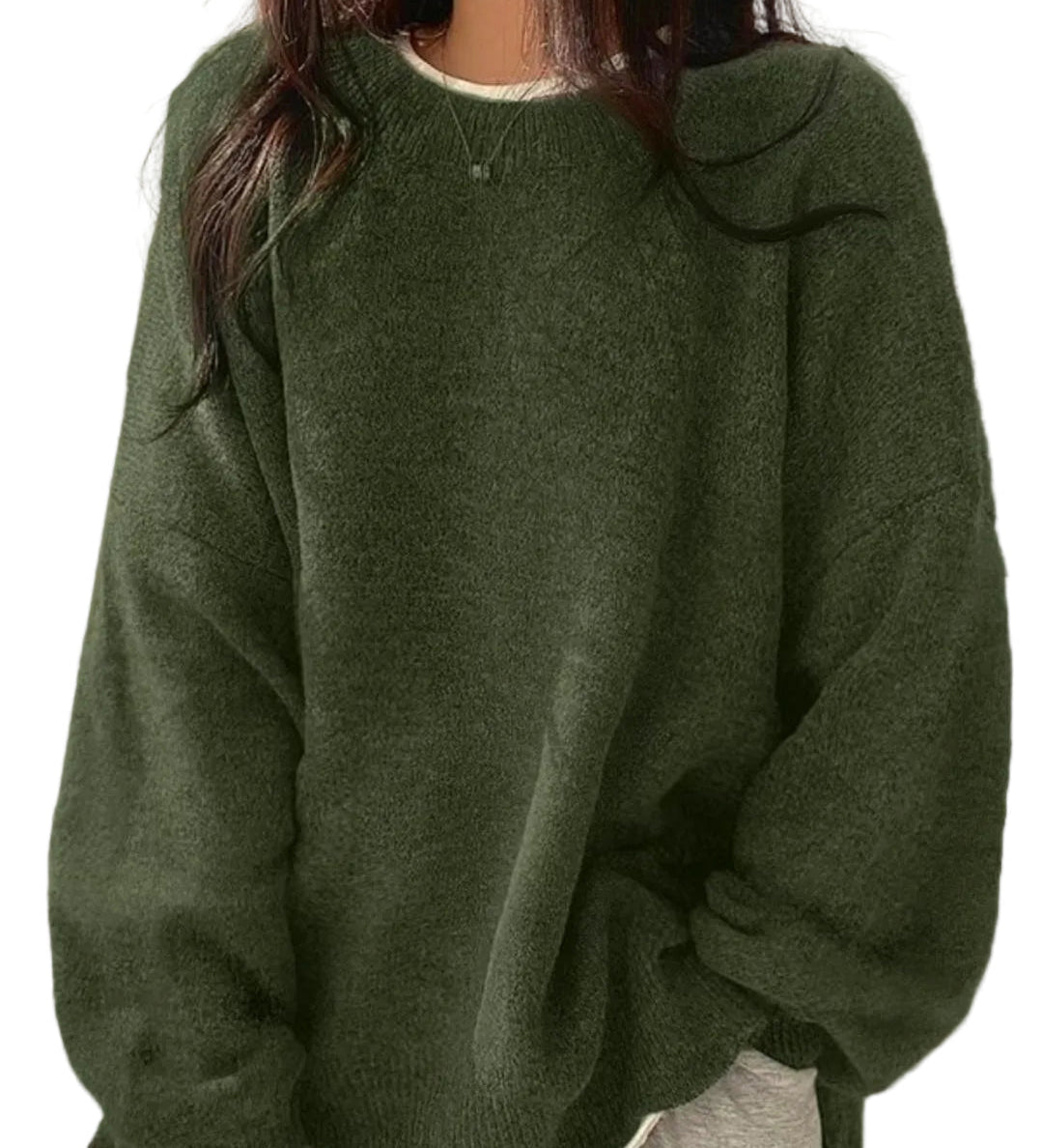 KIARA - Γυναικείο Πουλόβερ με Στρογγυλή Λαιμόκοψη, Χαμηλούς Ώμους και Πλαϊνά Σκισίματα (Women's Drop Shoulder Split Hem Round Neck Sweater)