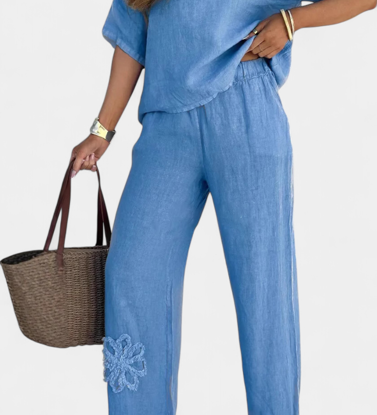 Natalia Χαλαρό Σετ από Κεντημένο Λινό με Άνετη Σιλουέτα