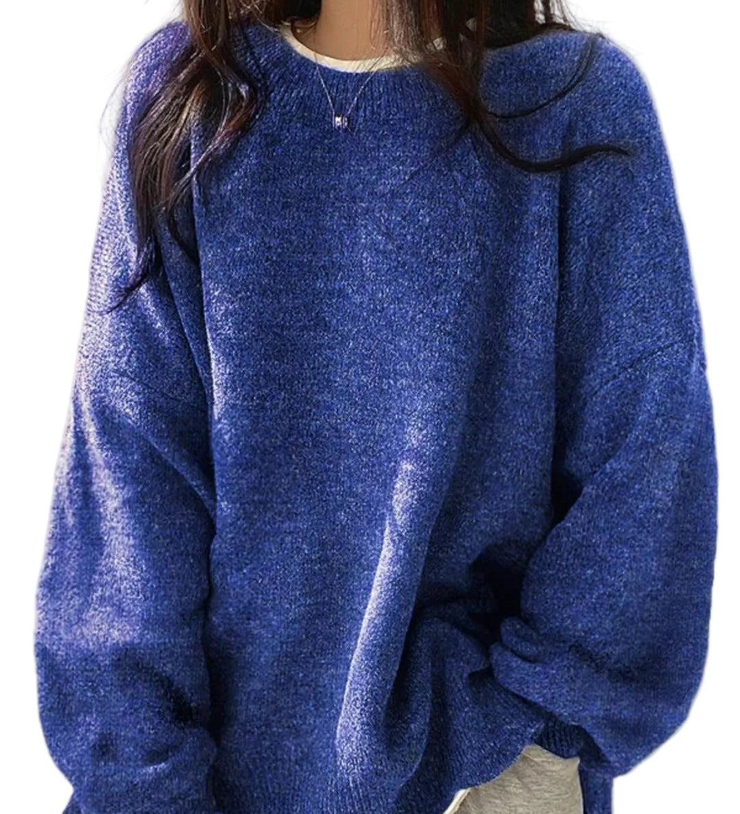 KIARA - Γυναικείο Πουλόβερ με Στρογγυλή Λαιμόκοψη, Χαμηλούς Ώμους και Πλαϊνά Σκισίματα (Women's Drop Shoulder Split Hem Round Neck Sweater)