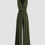 CHARITY – Κομψή ολόσωμη φόρμα χωρίς μανίκια με φαρδύ παντελόνι