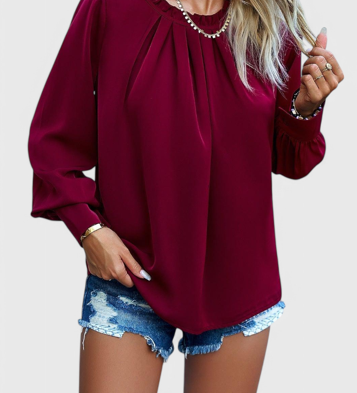 Dottie Μπλούζα με Μακριά Μανίκια και Δαντελένιο Γιακά