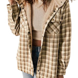 AMELIA - Γυναικείο Καρό Φανελένιο Τζάκετ με Κουκούλα για το Φθινόπωρο και τον Χειμώνα (Women’s Plaid Hooded Flannel Jacket for Autumn & Winter)