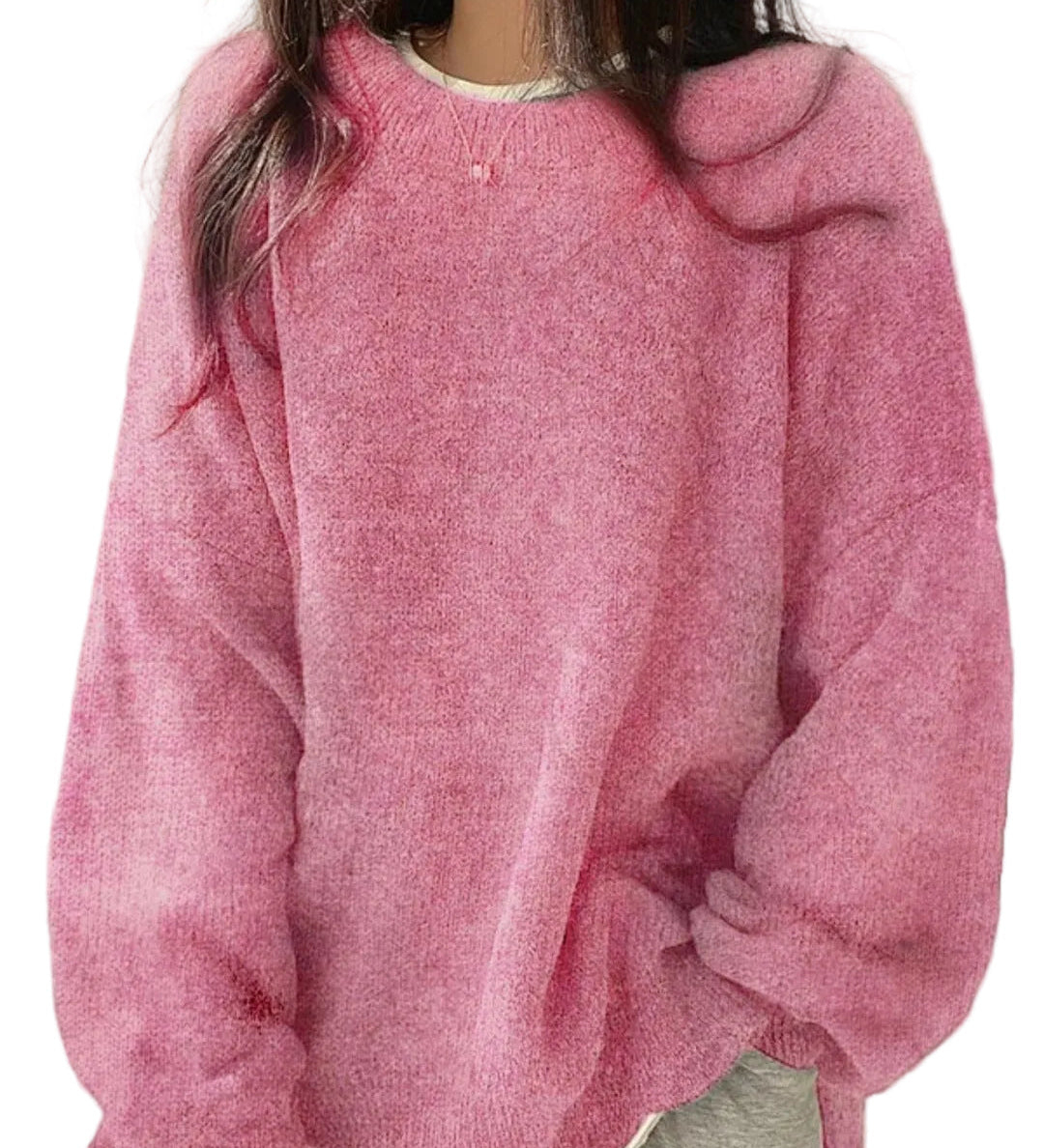 KIARA - Γυναικείο Πουλόβερ με Στρογγυλή Λαιμόκοψη, Χαμηλούς Ώμους και Πλαϊνά Σκισίματα (Women's Drop Shoulder Split Hem Round Neck Sweater)