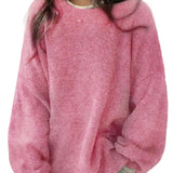 KIARA - Γυναικείο Πουλόβερ με Στρογγυλή Λαιμόκοψη, Χαμηλούς Ώμους και Πλαϊνά Σκισίματα (Women's Drop Shoulder Split Hem Round Neck Sweater)