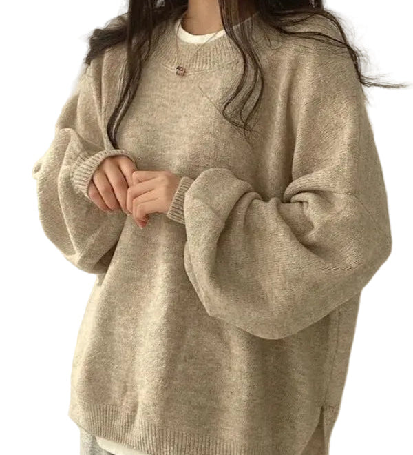 KIARA - Γυναικείο Πουλόβερ με Στρογγυλή Λαιμόκοψη, Χαμηλούς Ώμους και Πλαϊνά Σκισίματα (Women's Drop Shoulder Split Hem Round Neck Sweater)