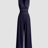 CHARITY – Κομψή ολόσωμη φόρμα χωρίς μανίκια με φαρδύ παντελόνι