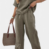 Natalia Χαλαρό Σετ από Κεντημένο Λινό με Άνετη Σιλουέτα