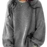 KIARA - Γυναικείο Πουλόβερ με Στρογγυλή Λαιμόκοψη, Χαμηλούς Ώμους και Πλαϊνά Σκισίματα (Women's Drop Shoulder Split Hem Round Neck Sweater)