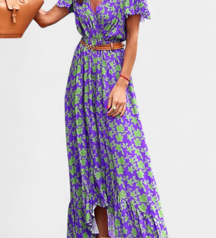 Kinslee Μάξι Φόρεμα Swing Στυλ με V Ντεκολτέ