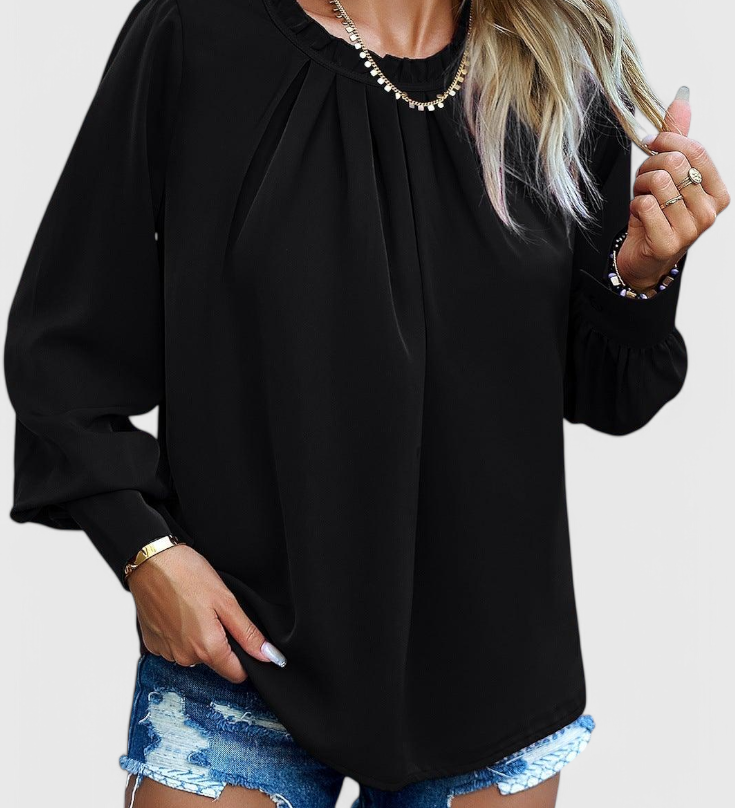 Dottie Μπλούζα με Μακριά Μανίκια και Δαντελένιο Γιακά