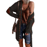 Aveline - Πλεκτή Ζακέτα με Διάτρητη Πλέξη και Κουκούλα (Hollow-Knit Hooded Long Cardigan)