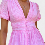 Mélia Φόρεμα Maxi με Λαιμόκοψη V και Φουσκωτά Μανίκια