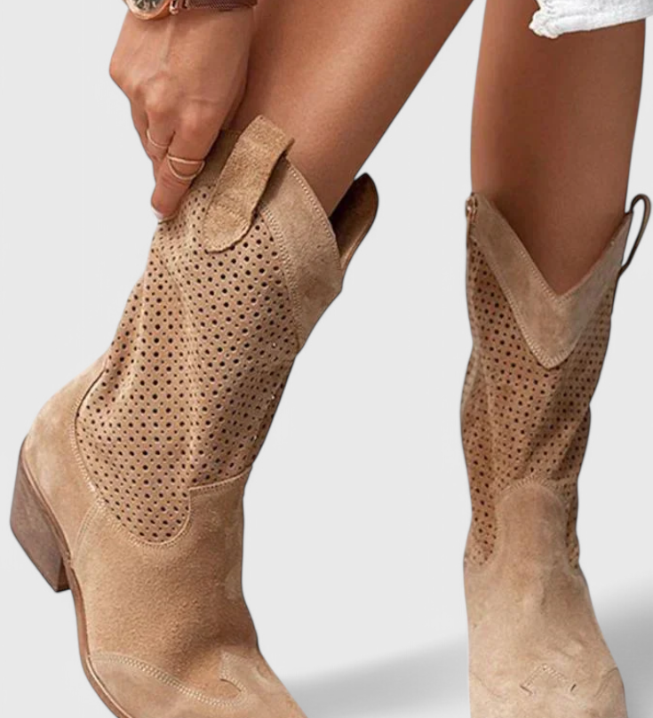 Άννα - Μοντέρνες Καουμπόικες Μπότες από Τζιν με Πλαϊνό Φερμουάρ