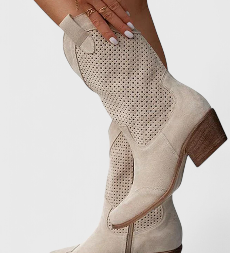 Άννα - Μοντέρνες Καουμπόικες Μπότες από Τζιν με Πλαϊνό Φερμουάρ