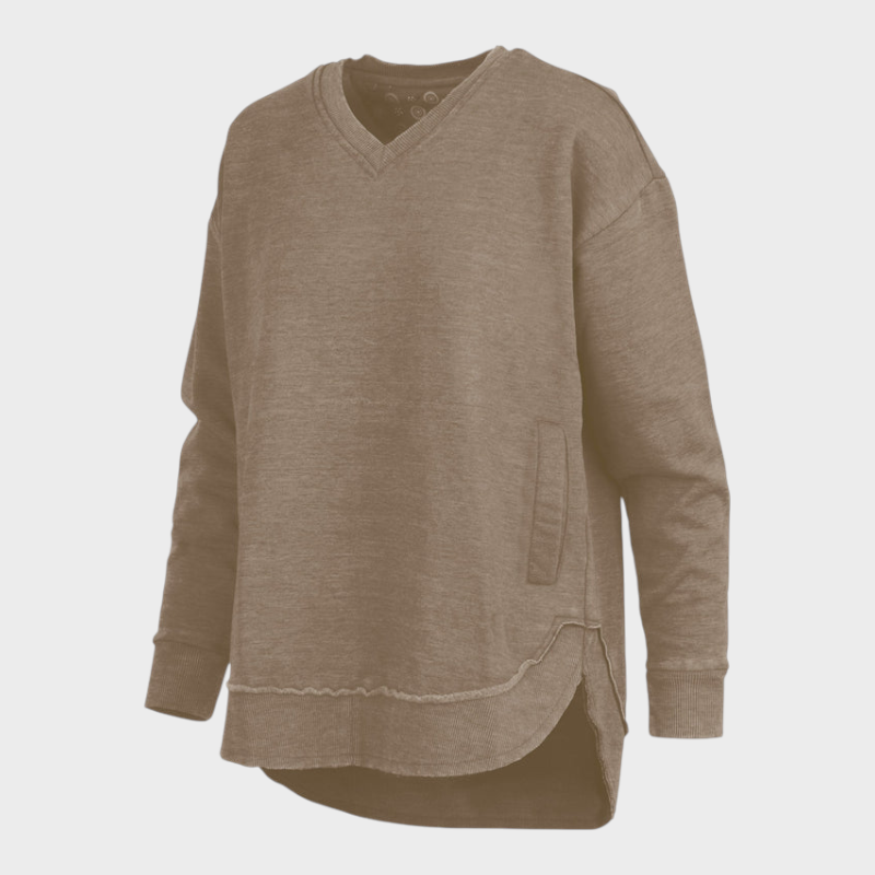 Malia | East Hall Melange Πόντσο με V λαιμόκοψη και τσέπες από φλις