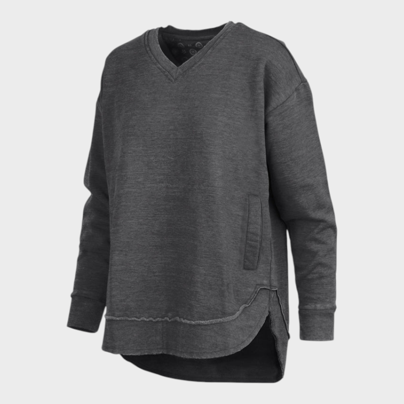 Malia | East Hall Melange Πόντσο με V λαιμόκοψη και τσέπες από φλις