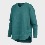 Malia | East Hall Melange Πόντσο με V λαιμόκοψη και τσέπες από φλις