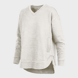 Malia | East Hall Melange Πόντσο με V λαιμόκοψη και τσέπες από φλις