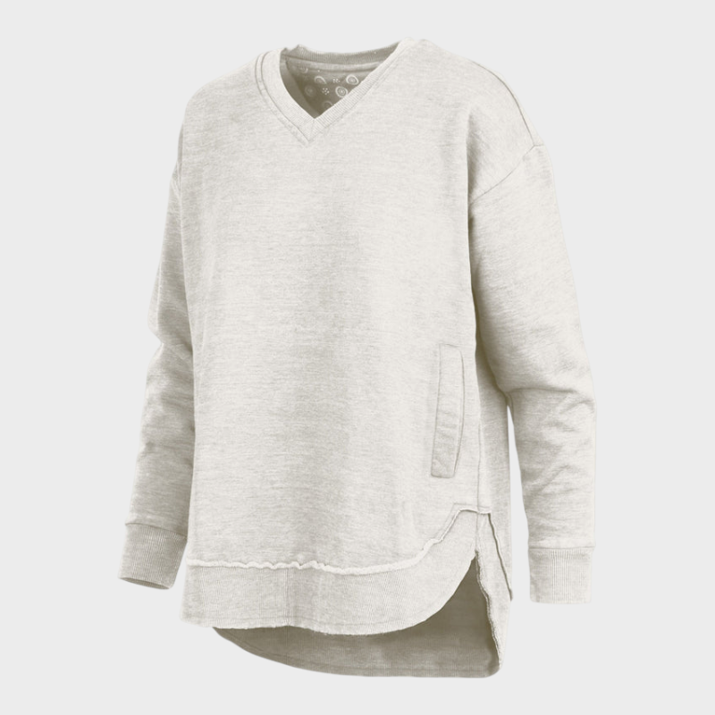 Malia | East Hall Melange Πόντσο με V λαιμόκοψη και τσέπες από φλις