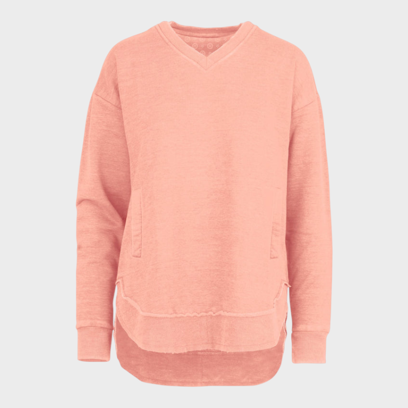 Malia | East Hall Melange Πόντσο με V λαιμόκοψη και τσέπες από φλις