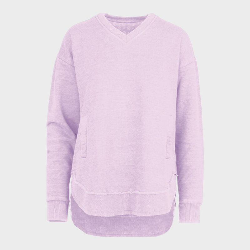 Malia | East Hall Melange Πόντσο με V λαιμόκοψη και τσέπες από φλις