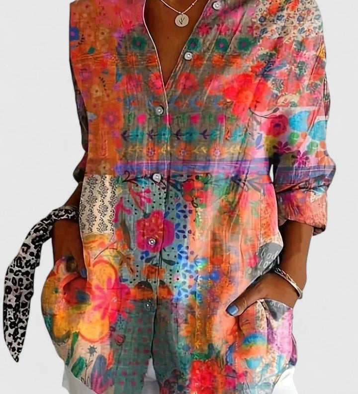 Αντωνία – Εντυπωσιακή Καλλιτεχνική Μπλούζα με Κουμπιά