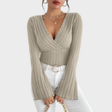 Audrie | Μπλούζα με V-λαιμό και Καμπάνα