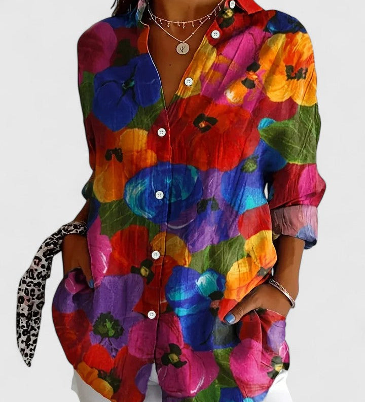 Αντωνία – Εντυπωσιακή Καλλιτεχνική Μπλούζα με Κουμπιά