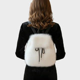 Bernice | Σακίδιο πλάτης από συνθετική γούνα με κορδόνι περίσφιξης