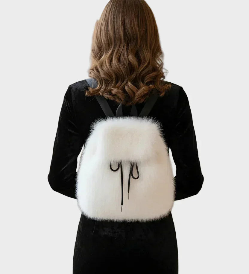 Bernice | Σακίδιο πλάτης από συνθετική γούνα με κορδόνι περίσφιξης
