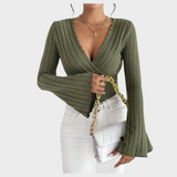 Audrie | Μπλούζα με V-λαιμό και Καμπάνα