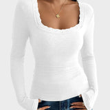 Κασσίντι | Λεπτό Μπλουζάκι με Δαντέλα και ΠάPatchwork U-Λαιμό