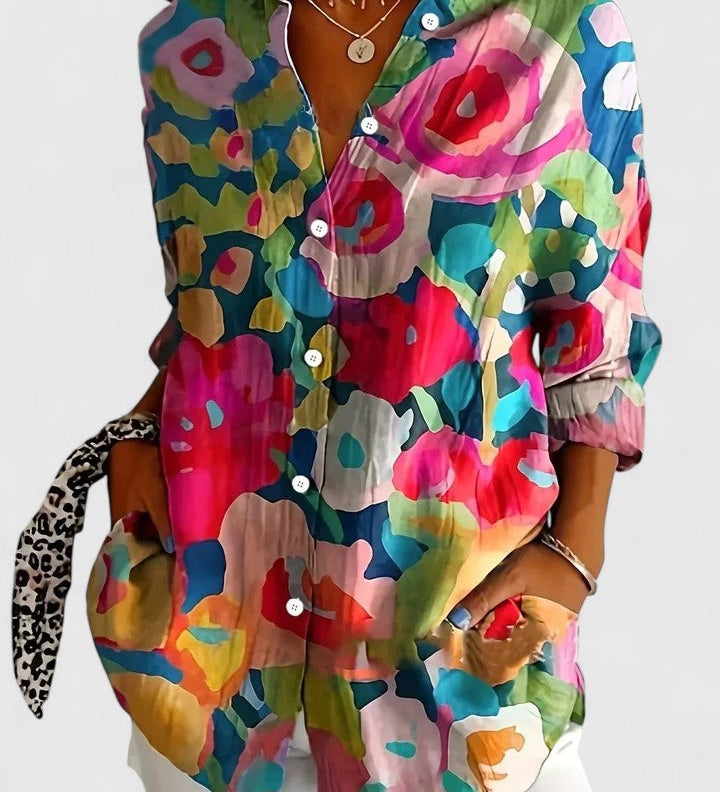 Αντωνία – Εντυπωσιακή Καλλιτεχνική Μπλούζα με Κουμπιά