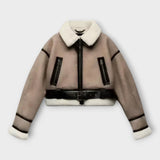 Δερμάτινο Μπουφάν με Επένδυση και Ζώνη