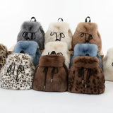 Bernice | Σακίδιο πλάτης από συνθετική γούνα με κορδόνι περίσφιξης