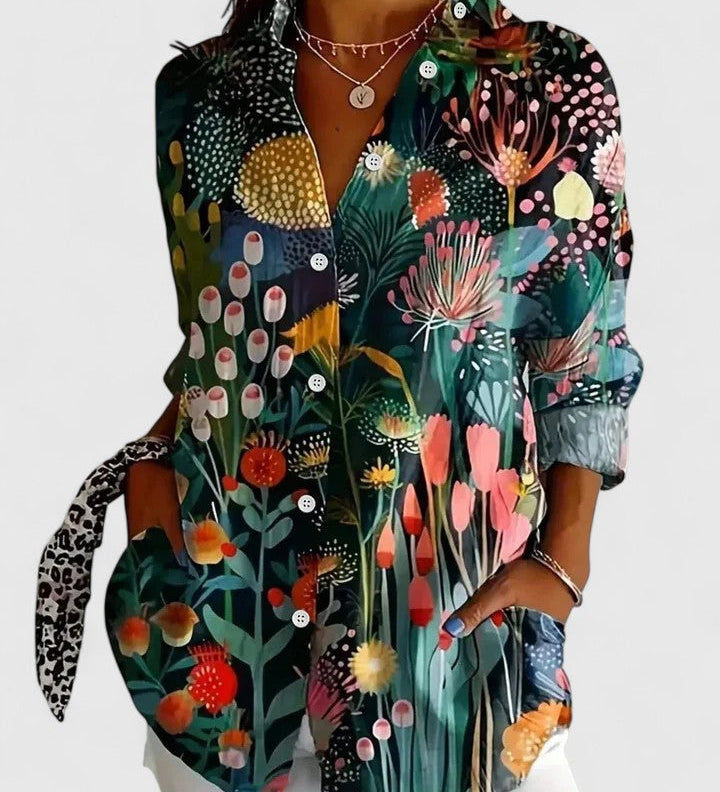 Αντωνία – Εντυπωσιακή Καλλιτεχνική Μπλούζα με Κουμπιά