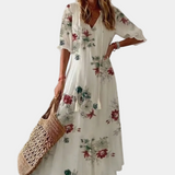 Kleoniki - Κομψό βελούδινο μάξι φόρεμα με λουλούδια