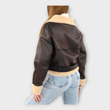 Μοντέρνο Δερμάτινο Μπουφάν με Επένδυση και Ζώνη