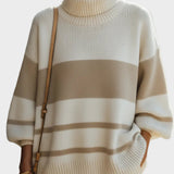 Laurie-Μπεζ και Εκρού Ριγέ Πουλόβερ Ζιβάγκο