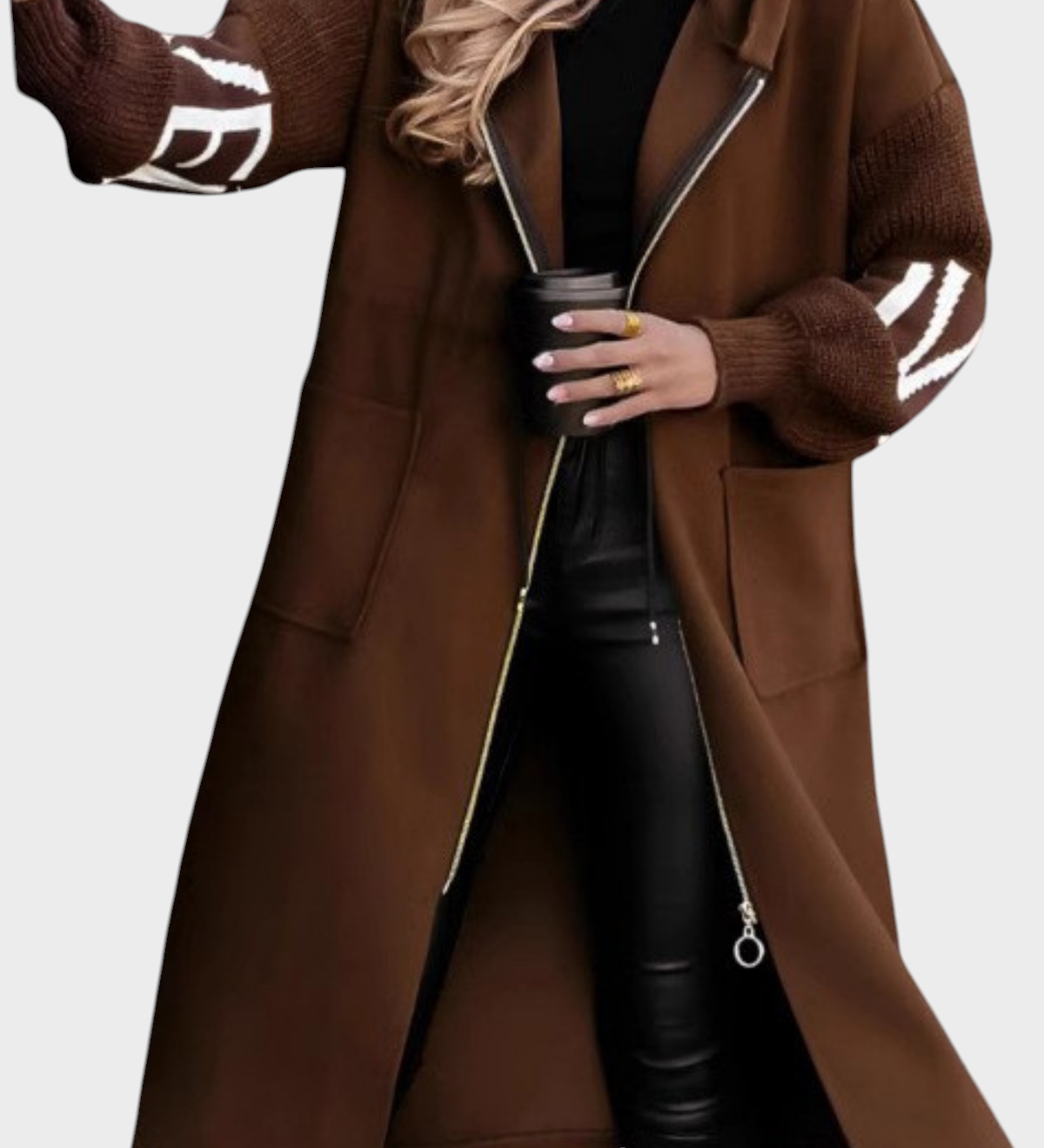 Peggy | Γυναικείο Μπουφάν με Πλεκτά Μανίκια και Κουκούλα